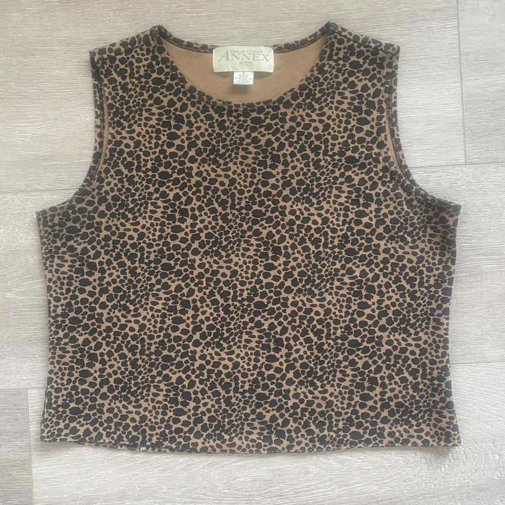 Vintage Casual Corner Annex Leopard Print‎ Crop Tank Size Small